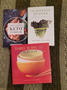 Foodie Book Bundle Micharl Pollan Keto, Three Bowl Zen Mountain Center